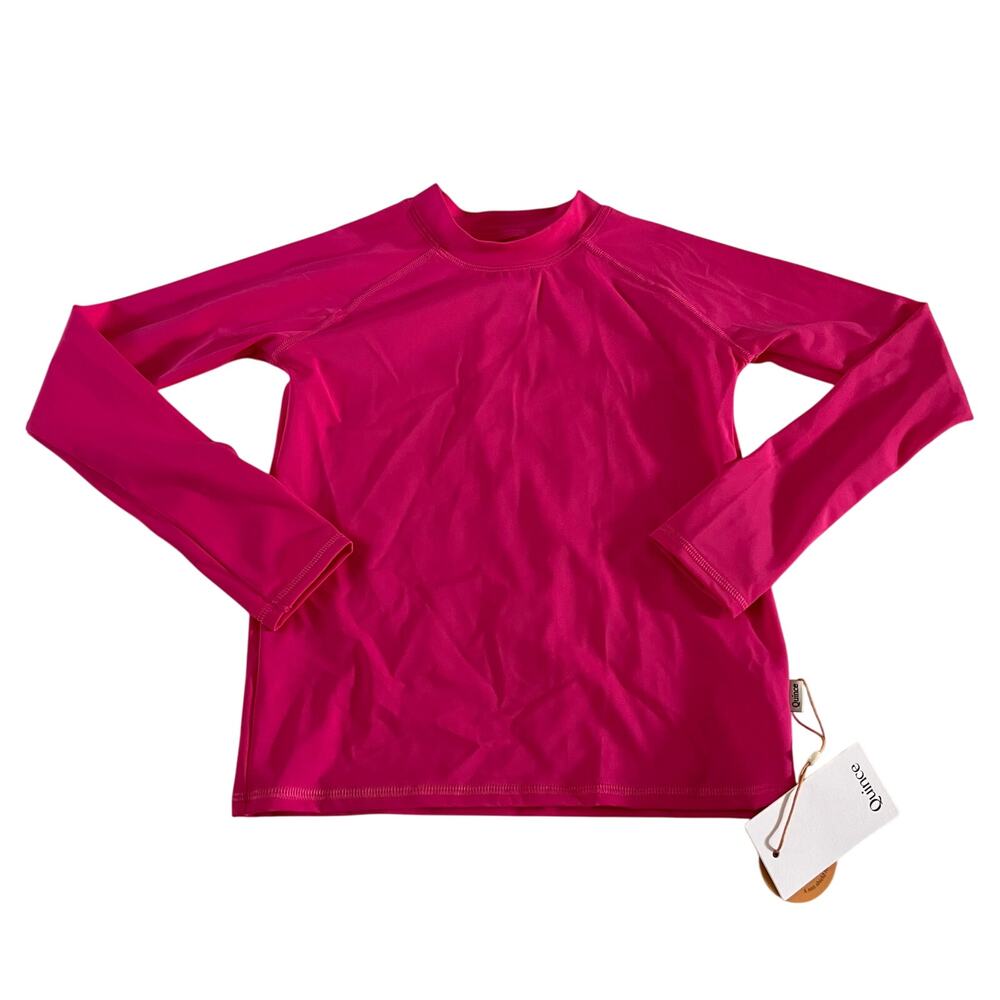 NWT Quince Pink Long Sleeve UPF 50 Rash Guard Sz 8T Swim Bathing Suit